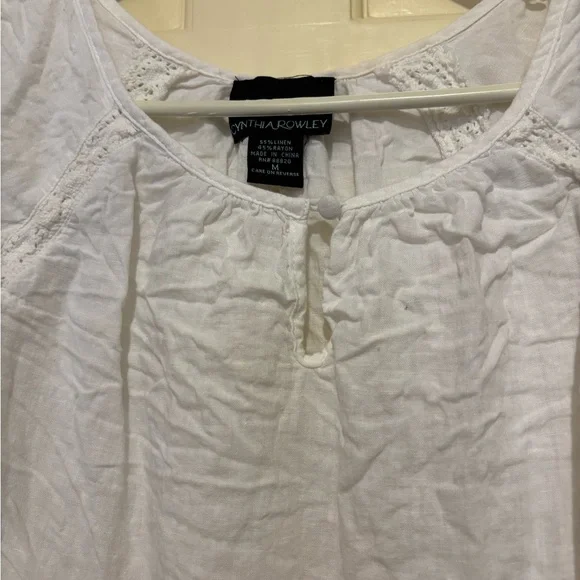 Cynthia Rowley White quarter sleeve classic elegant fall winter Blouse shirt - Picture 3 of 11